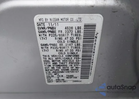 2012 Nissan Rogue Sv z USA, uszkodzony, nr VIN JN8AS5MV1CW706157